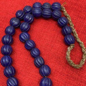 Antique Blue Nanhong Mala Prayer Beaded Necklace Tibetan
